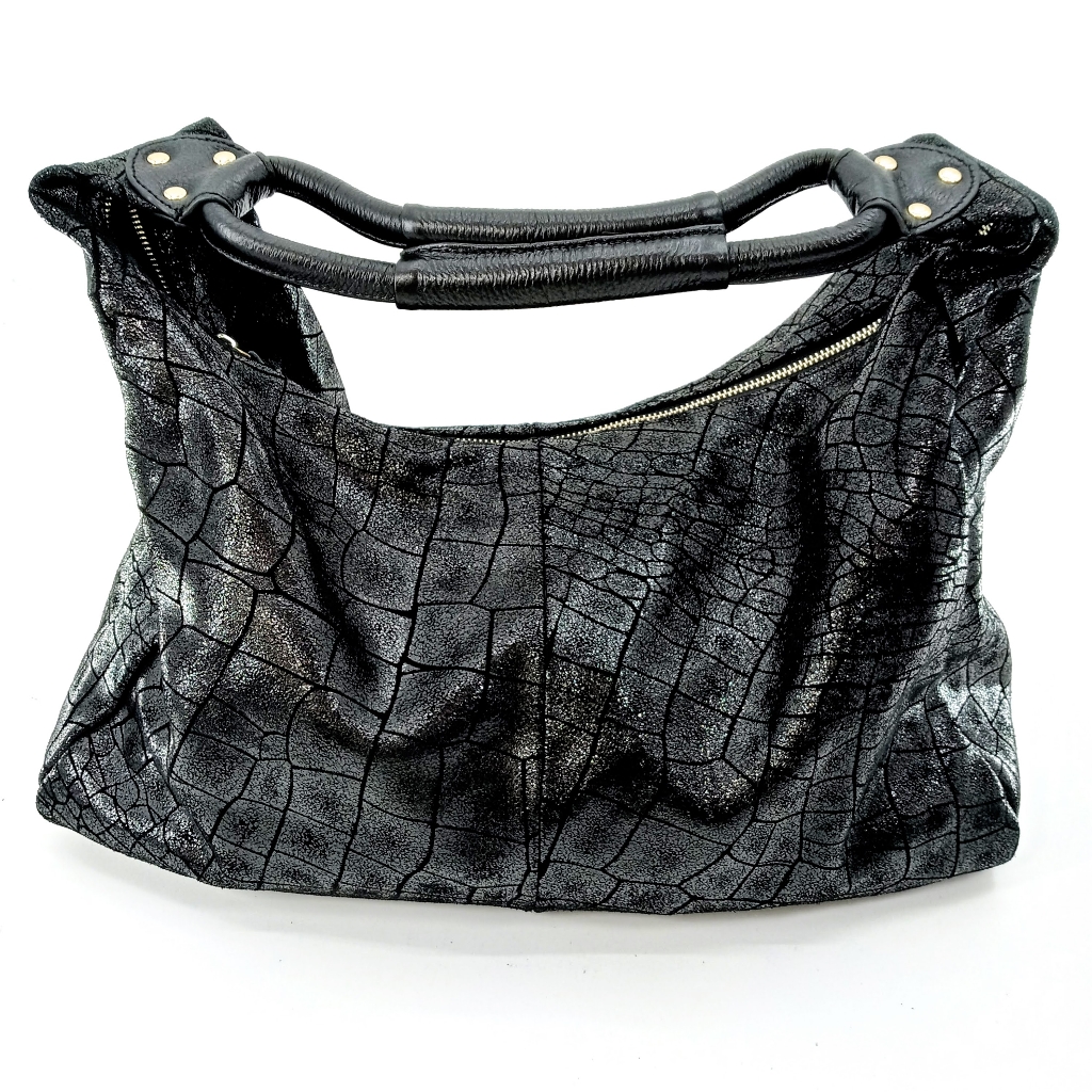 Lola Bernard Modena Croc Embossed Leather Hobo Bag
